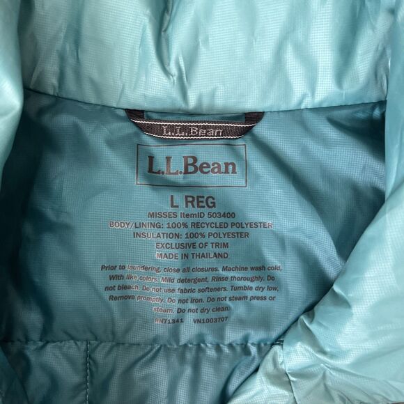 LL Bean Primaloft Packaway Vest Womens Large Green Hiking Camping Outdoors Layer - Picture 2 of 5